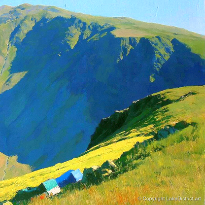 Summer Shadows at Dove Crag - lake district fell art print and canvas by Daphne Morley A.I