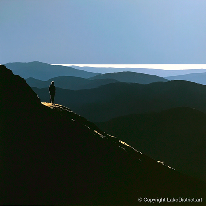 Summit View Across Blue Fells - lake district fell art print and canvas by Adelaide Calloway A.I