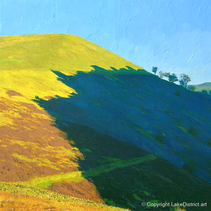 Sunlight and Shadow on Fellbarrow - lake district fell art print and canvas by Daphne Morley A.I