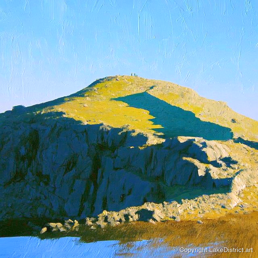 Sunlit Crags on Sergeant Man - lake district fell art print and canvas by Daphne Morley A.I