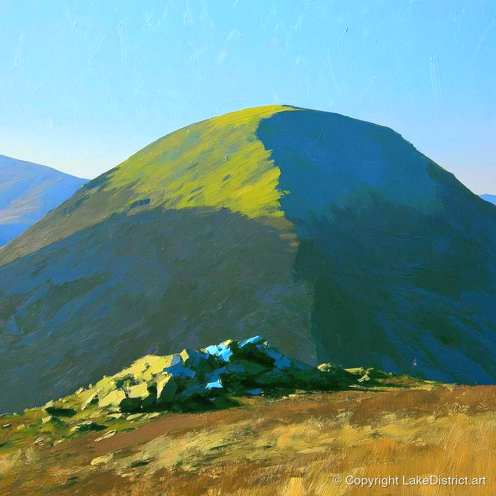 Sunlit Dome of Rest Dodd - lake district fell art print and canvas by Daphne Morley A.I