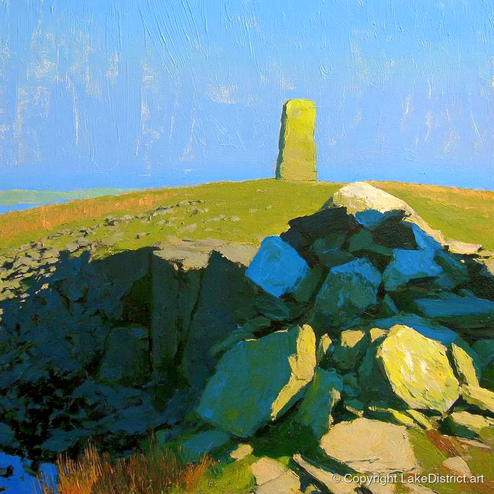 Sunlit Pillar on Lank Rigg - lake district fell art print and canvas by Daphne Morley A.I