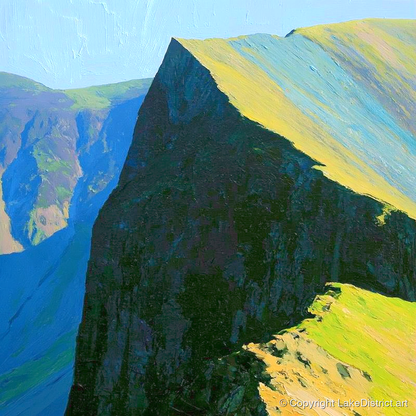 Sunlit Ridge at Hopegill Head - lake district fell art print and canvas by Daphne Morley A.I