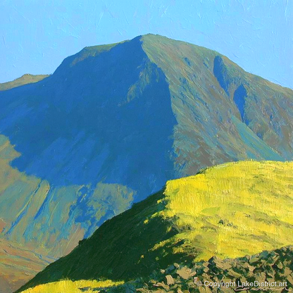 Sunlit Ridge Below Kirk Fell - lake district fell art print and canvas by Daphne Morley A.I