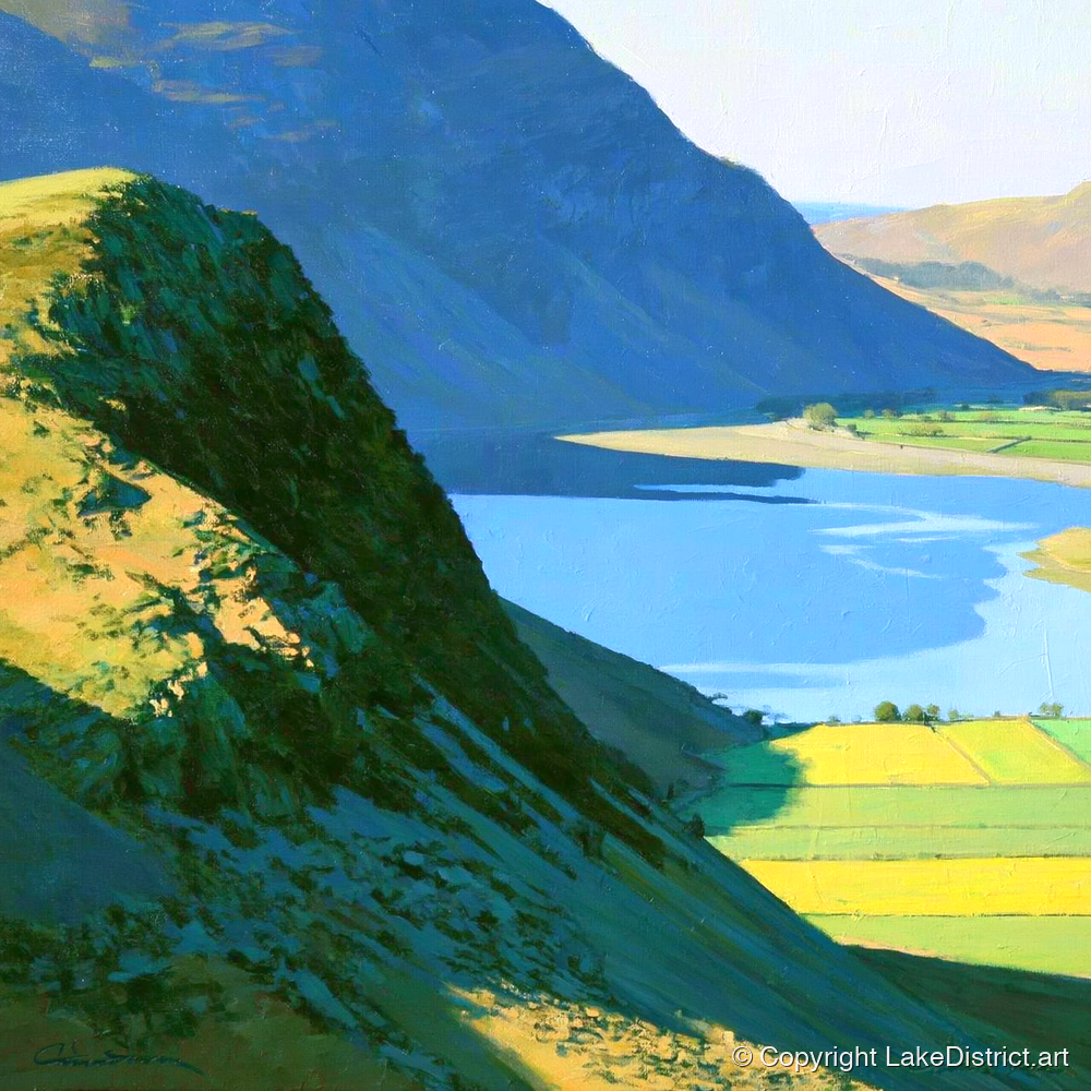 Sunlit Ridge of Rannerdale Knotts - lake district fell art print and canvas by Daphne Morley A.I