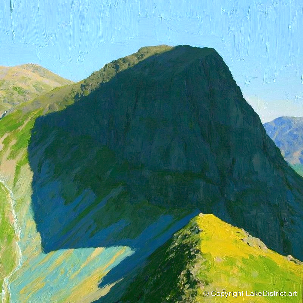 Sunlit Ridge on High Raise - lake district fell art print and canvas by Daphne Morley A.I