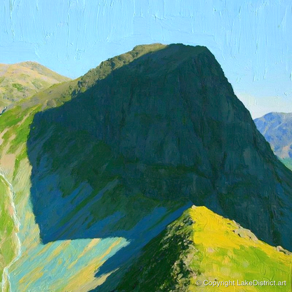 Sunlit Ridge on High Raise - lake district fell art print and canvas by Daphne Morley A.I
