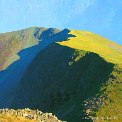Sunlit Ridge on High Stile - lake district fell art print and canvas by Daphne Morley A.I