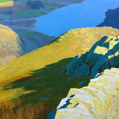 Sunlit Ridge on Stone Arthur - lake district fell art print and canvas by Daphne Morley A.I