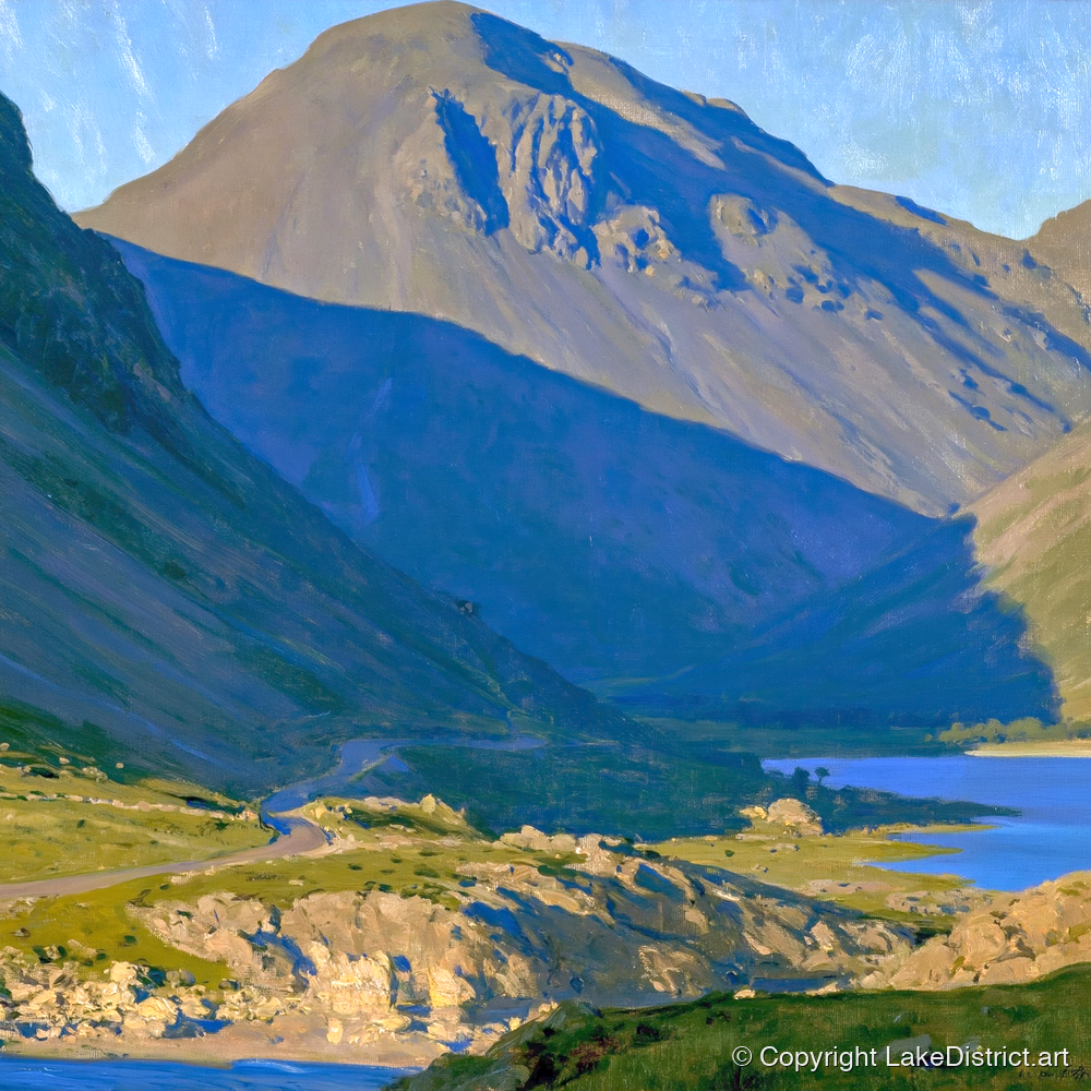 Sunlit Road to Great Gable - lake district fell art print and canvas by Percival Kent A.I