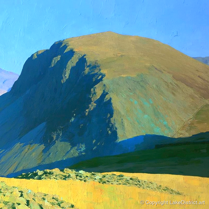 Sunlit Seatallan Dome and Crags - lake district fell art print and canvas by Daphne Morley A.I
