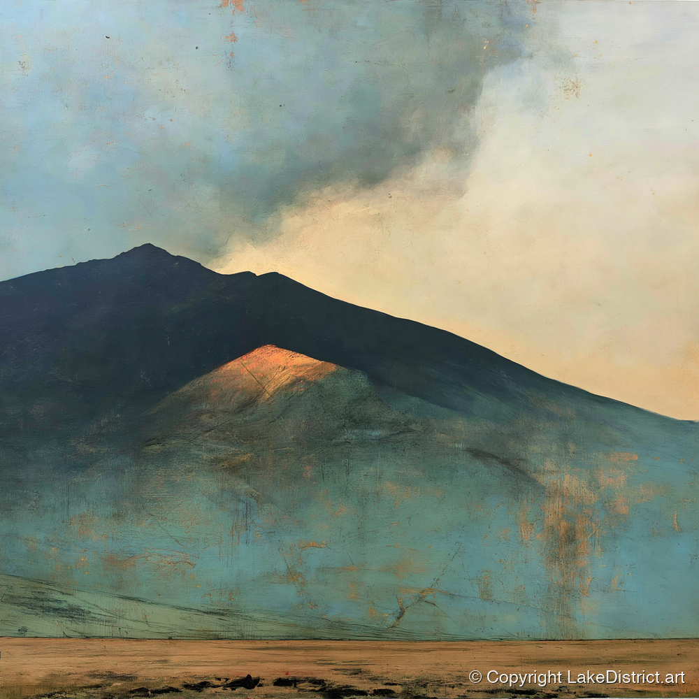 Sunlit Slope on Blencathra Ridge - lake district fell art print and canvas by Silas Thorne A.I