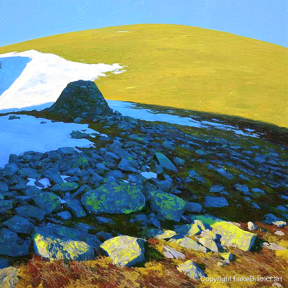 Sunlit Snow on Great Dodd - lake district fell art print and canvas by Daphne Morley A.I