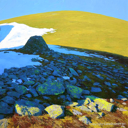 Sunlit Snow on Great Dodd - lake district fell art print and canvas by Daphne Morley A.I