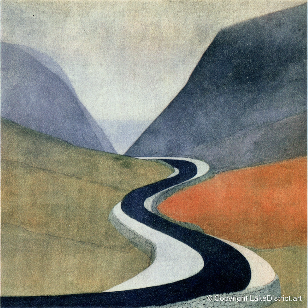 Sweeping Mountain Pass Road - lake district valley art print and canvas by Edwin Locke A.I