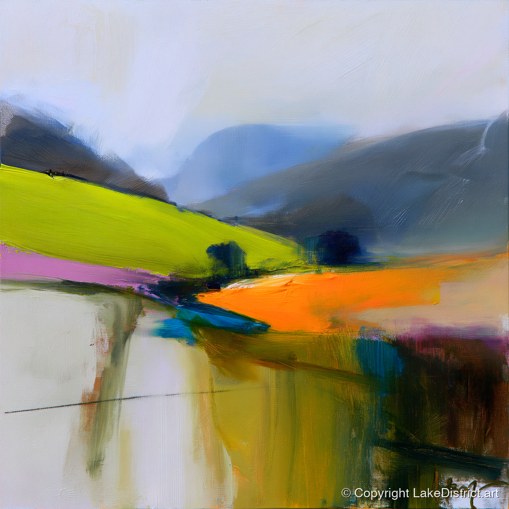 Tangerine Light on the Fells - lake district sky art print and canvas by Warren Yates A.I