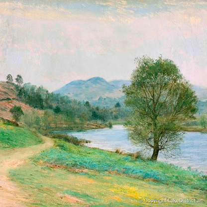 Tarn Hows in Spring Light - lake district lake art print and canvas by Clement Hughes A.I