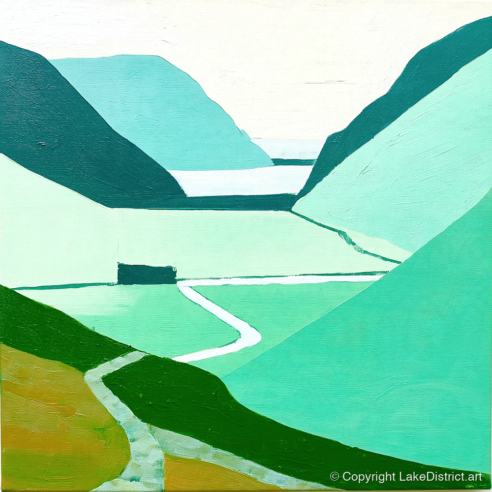 Teal Valley Trail At Haystacks - lake district fell art print and canvas by Sebastian Finch A.I