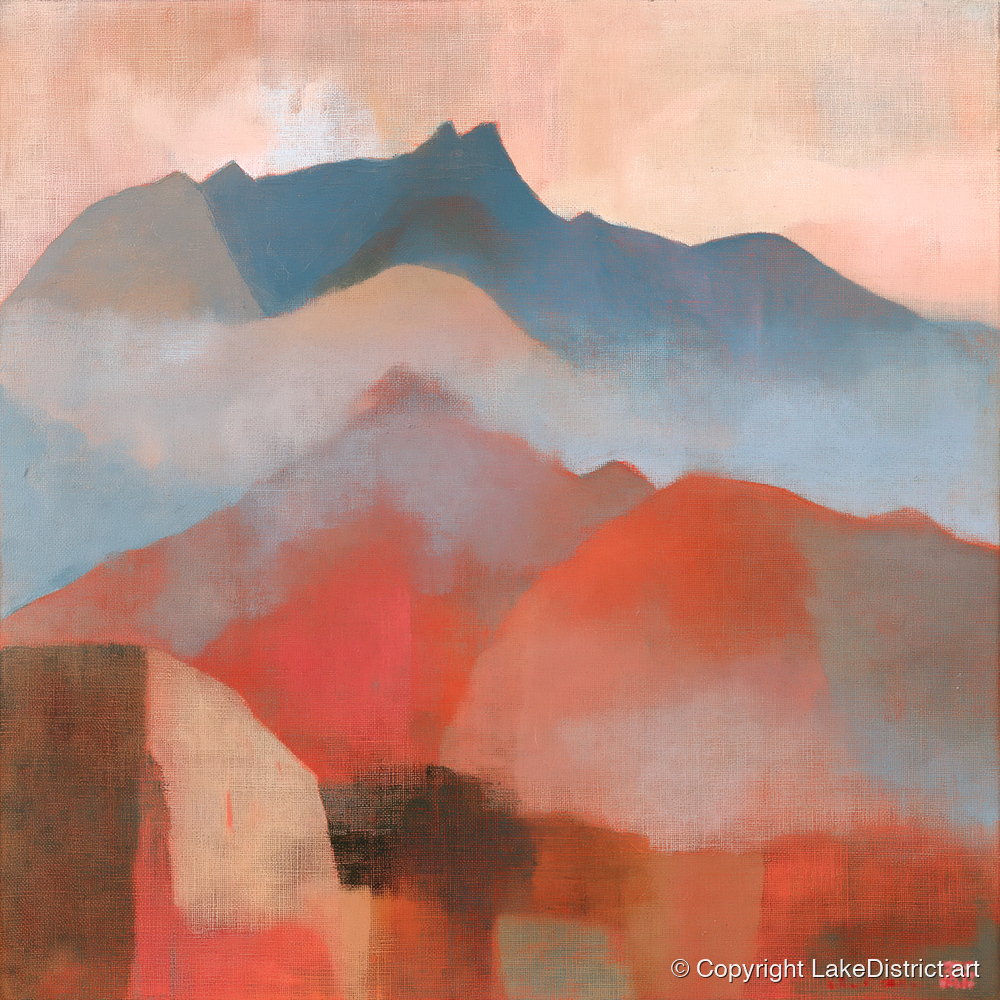Terracotta and Slate Mountain Ridge - lake district fell art print and canvas by Arthur Pendelton A.I