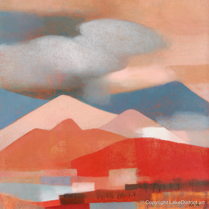 Terracotta Fells Beneath Storm Clouds - lake district sky art print and canvas by Arthur Pendelton A.I