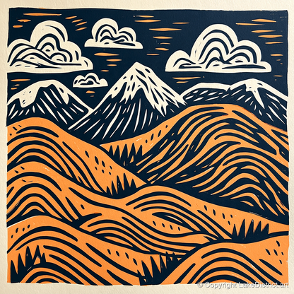 Terracotta Fells Summit View - lake district fell art print and canvas by Leon Baxter A.I