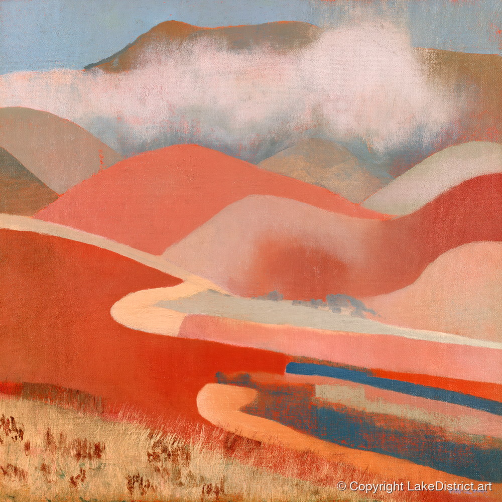 Terracotta Fells Under Cloud - lake district fell art print and canvas by Arthur Pendelton A.I