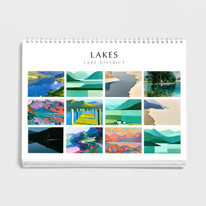 The Lakes 2027 wall calendar cover — all twelve monthly paintings