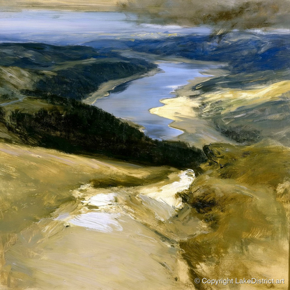 Thirlmere From The Helvellyn Path - lake district lake art print and canvas by Samuel Pembroke A.I