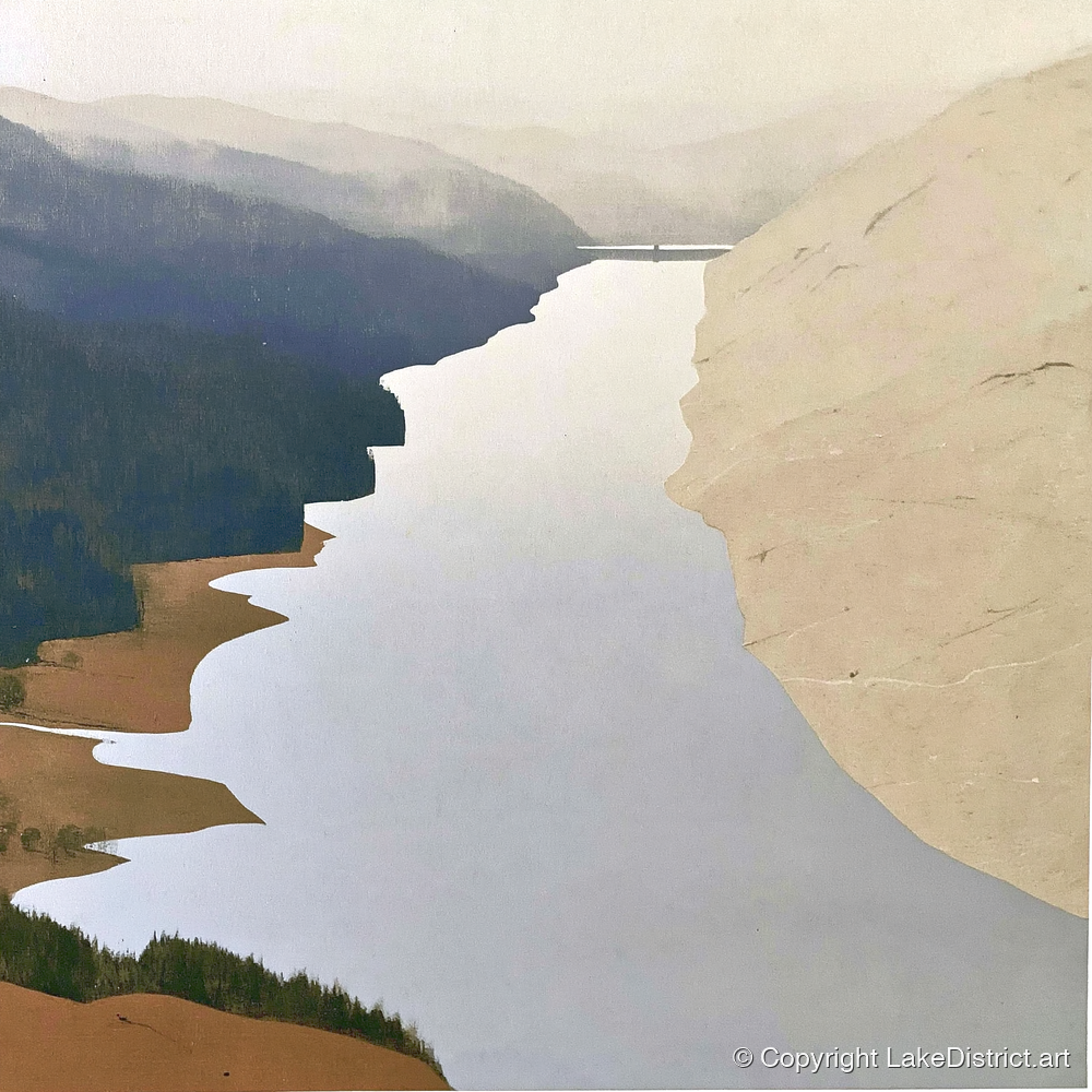 Thirlmere Reservoir and Steep Fells - lake district lake art print and canvas by Phillip Marbury A.I