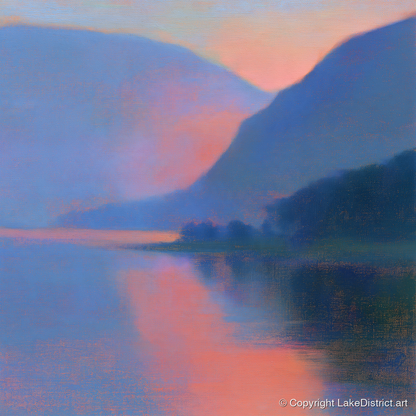 Twilight Lake and Indigo Fells - lake district lake art print and canvas by Theodore Vance A.I