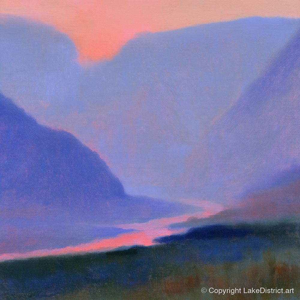Twilight River Through Indigo Fells - lake district waterfall art print and canvas by Theodore Vance A.I