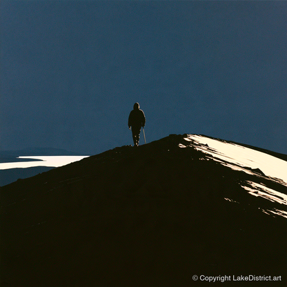 Twilight Silhouette on Skiddaw Ridge - lake district fell art print and canvas by Adelaide Calloway A.I