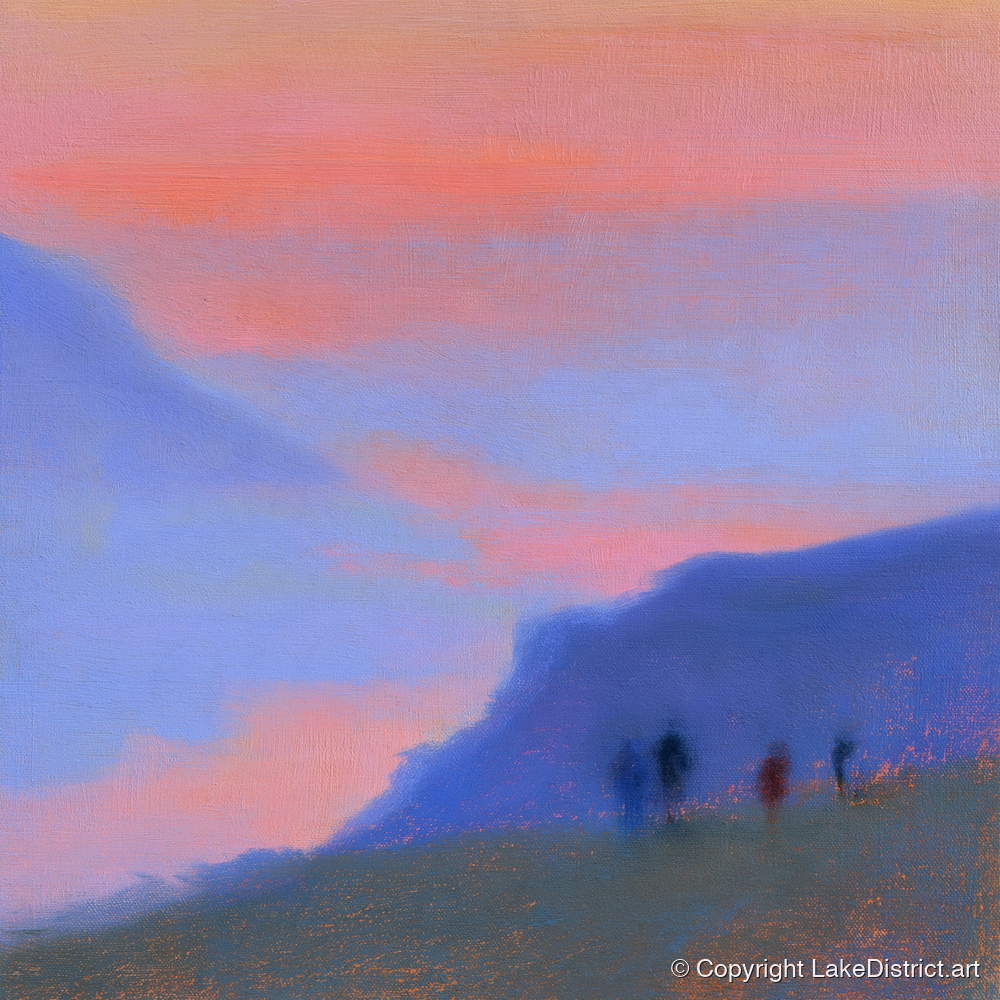 Twilight Walkers on the Fell - lake district fell art print and canvas by Theodore Vance A.I