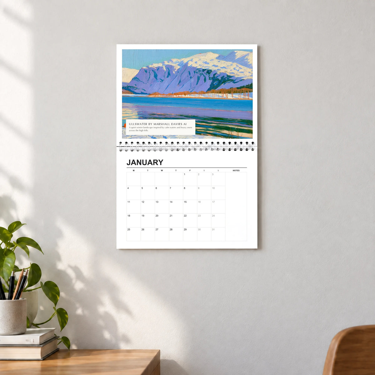 Ullswater 2027 wall calendar hanging in a lounge
