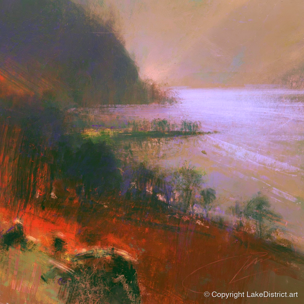 Ullswater Fells in Autumn Light - lake district lake art print and canvas by Rupert Kingsley A.I