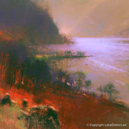 Ullswater Fells in Autumn Light - lake district lake art print and canvas by Rupert Kingsley A.I
