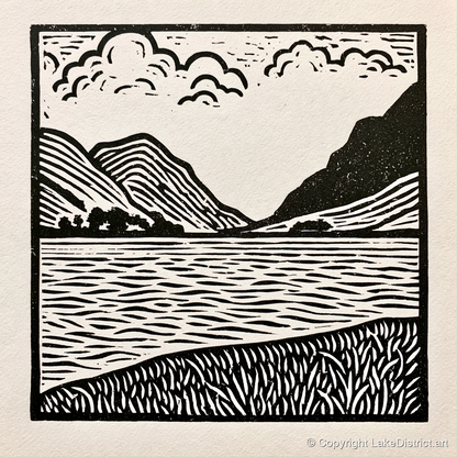 Ullswater in Monochrome - lake district lake art print and canvas by Isaac Denton A.I