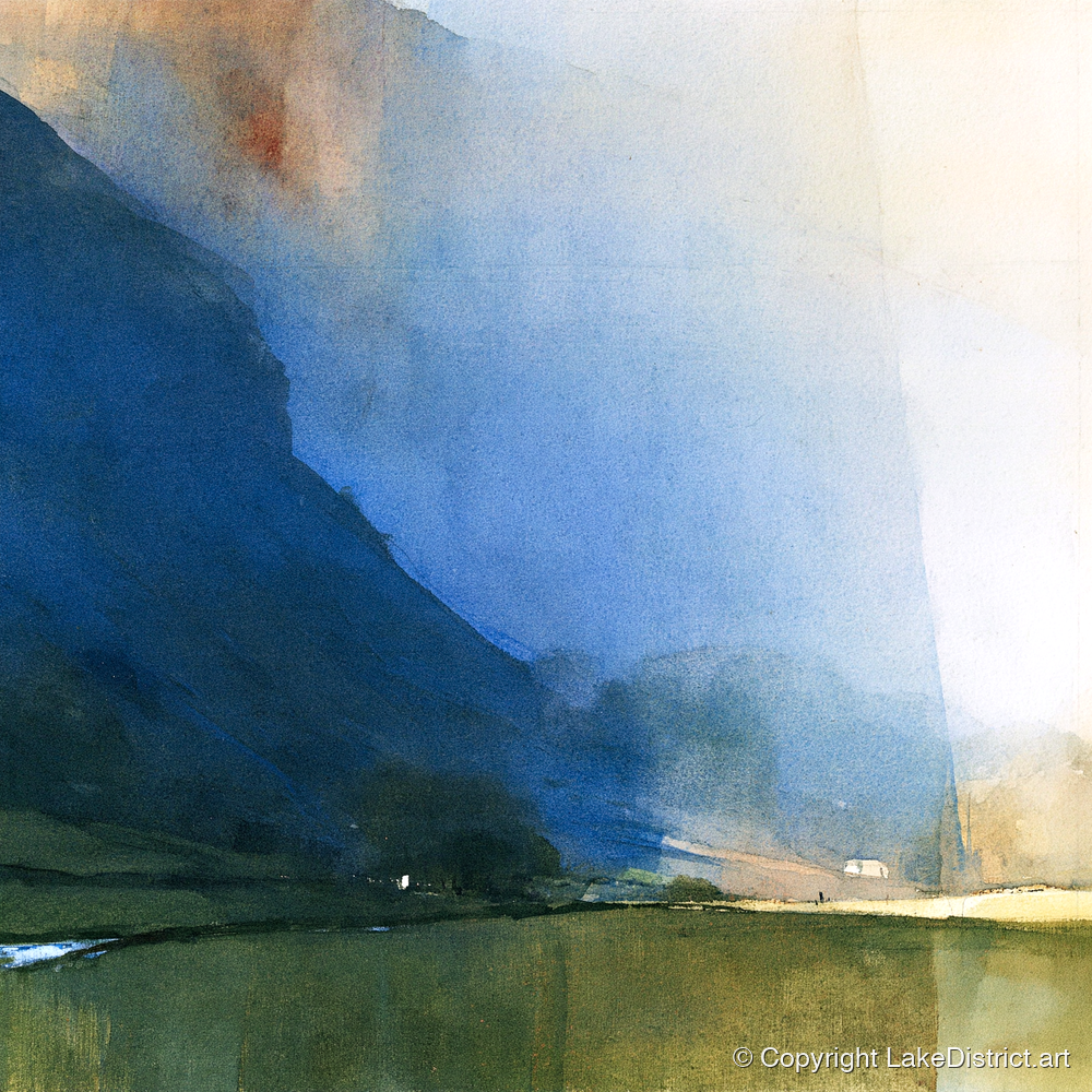 Valley Fells In Indigo Shadow - lake district valley art print and canvas by Nathaniel Ward A.I