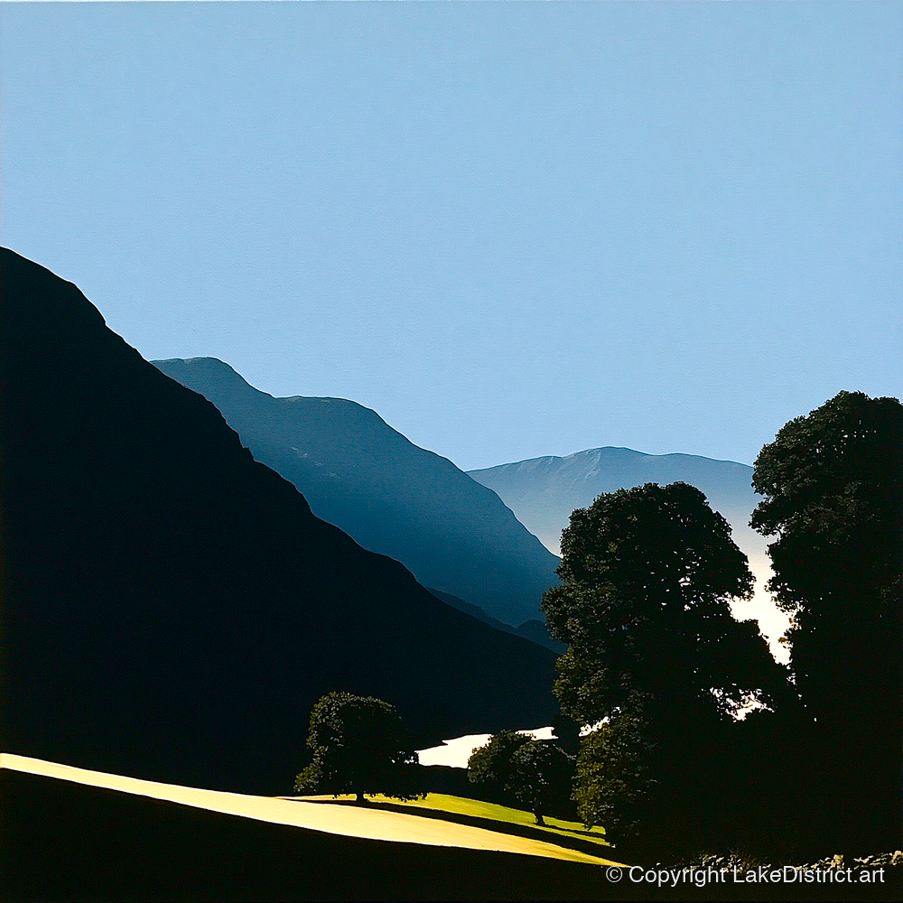 Valley Mist at First Light - lake district sky art print and canvas by Adelaide Calloway A.I