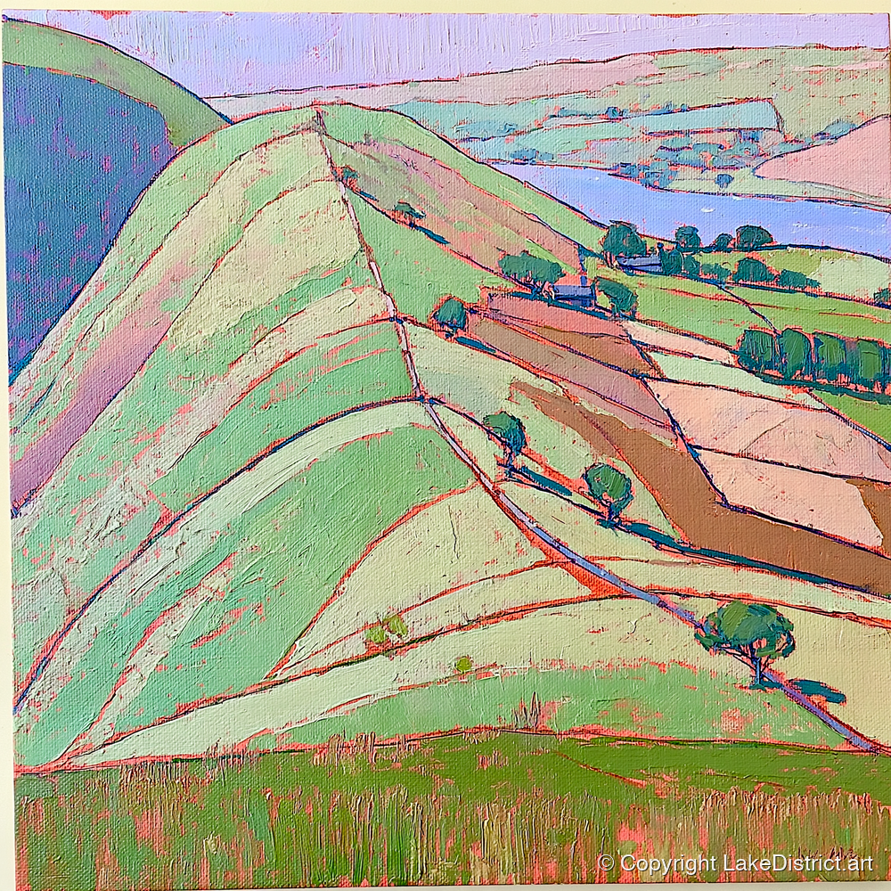 Vibrant Beda Fell Above Patterdale - lake district village art print and canvas by Cedric Montgomery A.I