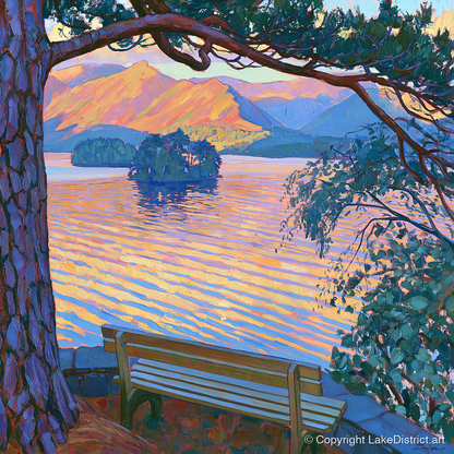 Vibrant Derwentwater From Friar's Crag - lake district village art print and canvas by Celia Harding A.I