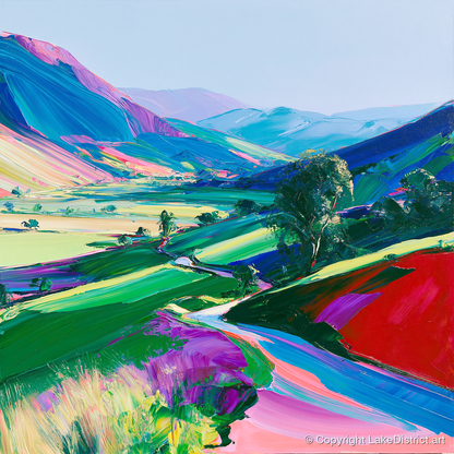 Vibrant Evening Light on Fells - lake district sky art print and canvas by Julian Mercer A.I