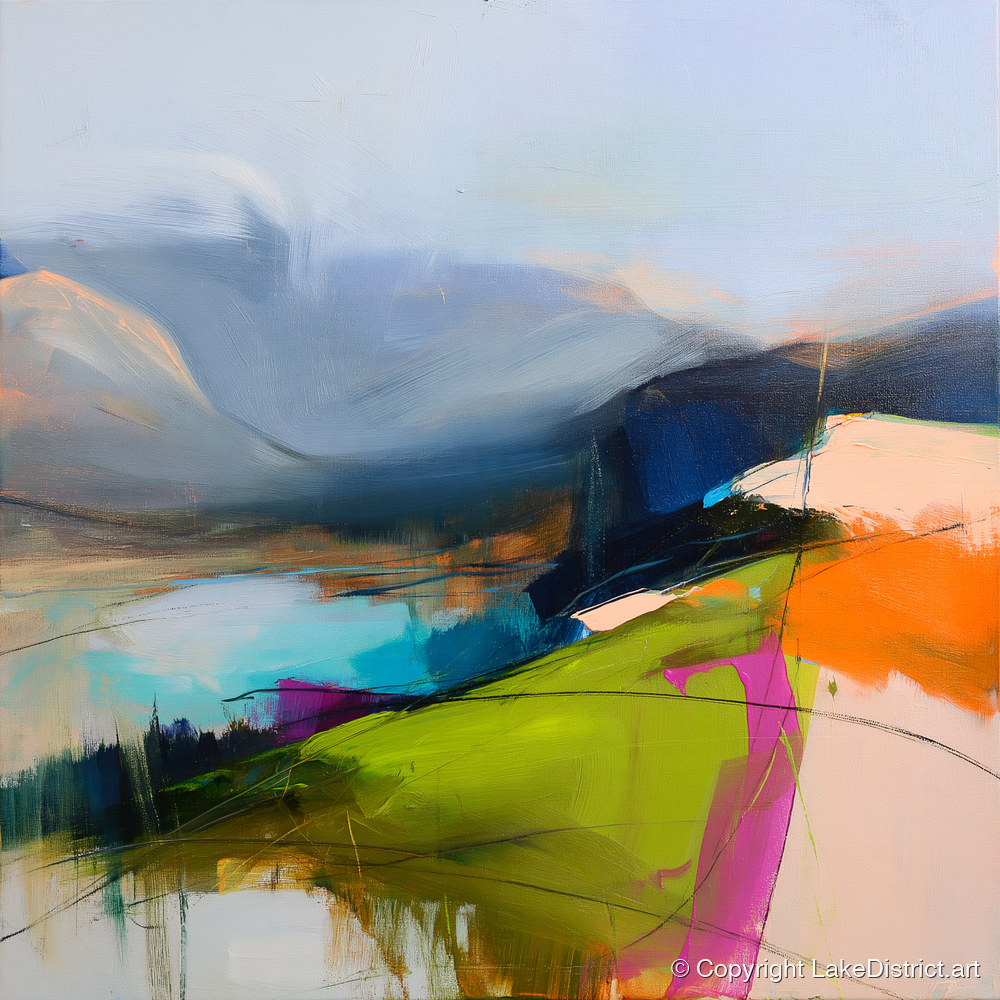 Vibrant Fell Summit View - lake district fell art print and canvas by Warren Yates A.I