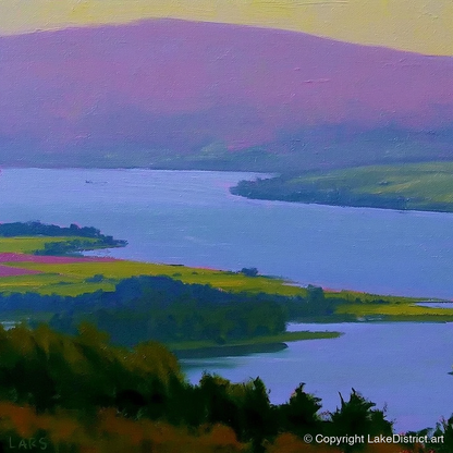 Vibrant Fells Above Bassenthwaite Lake - lake district lake art print and canvas by Edmund Thatcher A.I