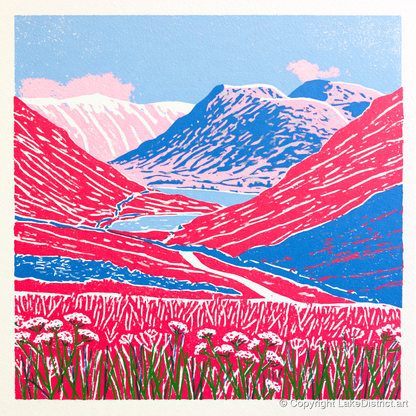Vibrant Fells at Kirkstone Pass - lake district valley art print and canvas by Christopher Seaton A.I