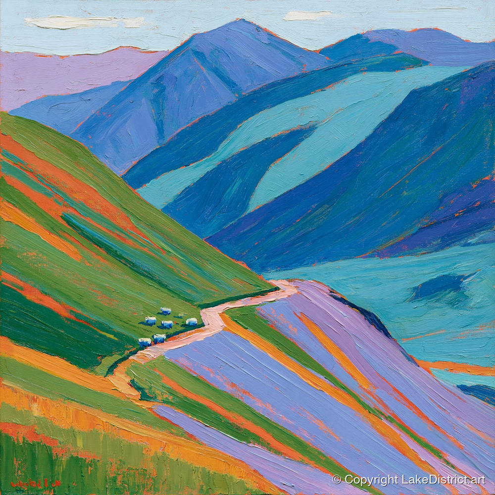 Vibrant Fells From The Summit - lake district fell art print and canvas by Marshall Davies A.I
