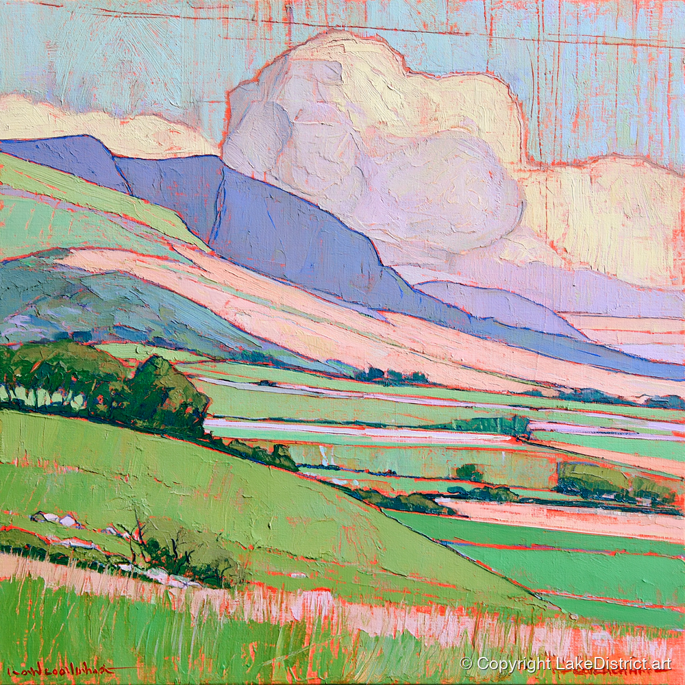 Vibrant Fells Under Billowing Cloud - lake district fell art print and canvas by Cedric Montgomery A.I