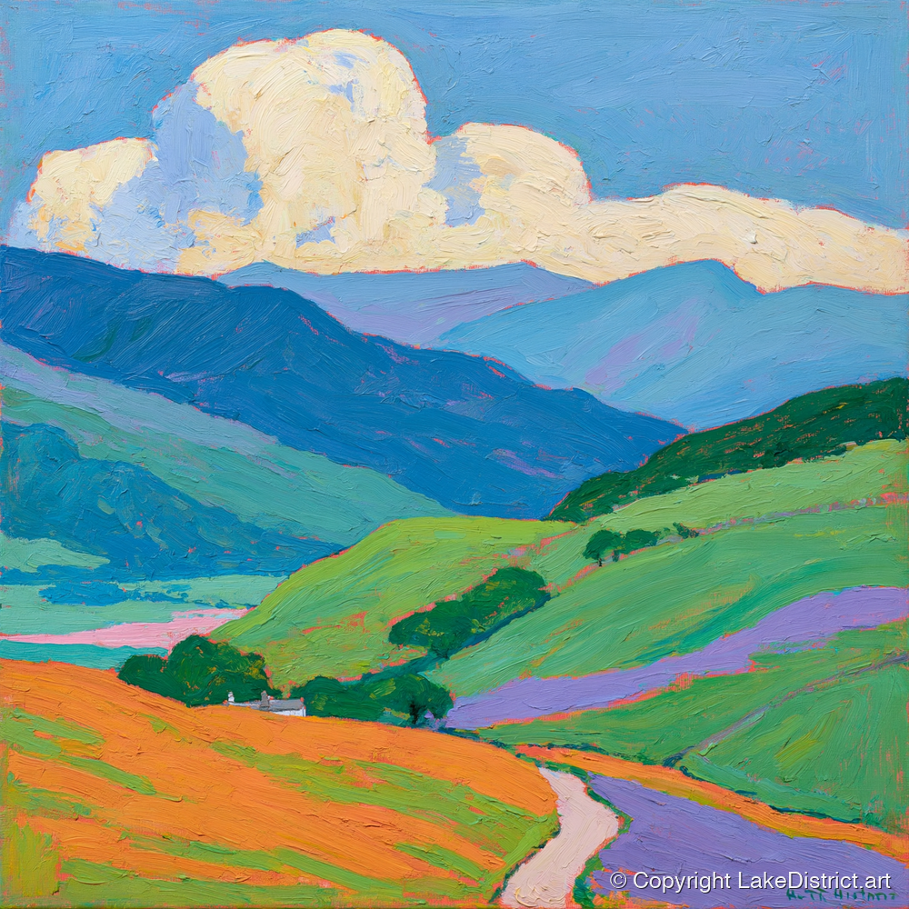 Vibrant Fells Under Cloud - lake district fell art print and canvas by Marshall Davies A.I