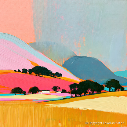 Vibrant Fells Under Storm Clouds - lake district sky art print and canvas by Genevieve Moore A.I