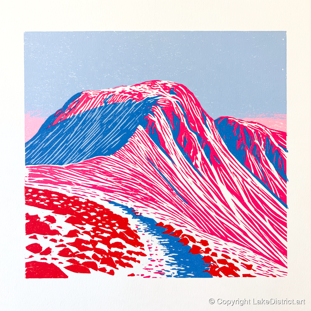 Vibrant Great Gable Peak - lake district fell art print and canvas by Christopher Seaton A.I